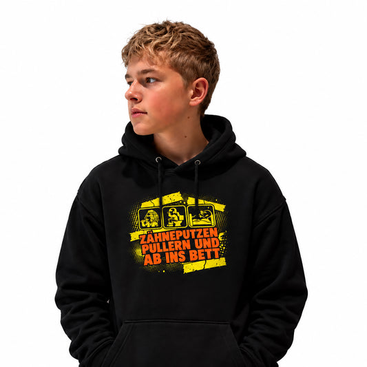 Zähneputzen, Pullern und ab ins Bett (Band Karikaturen) | Hoodie (Unisex)